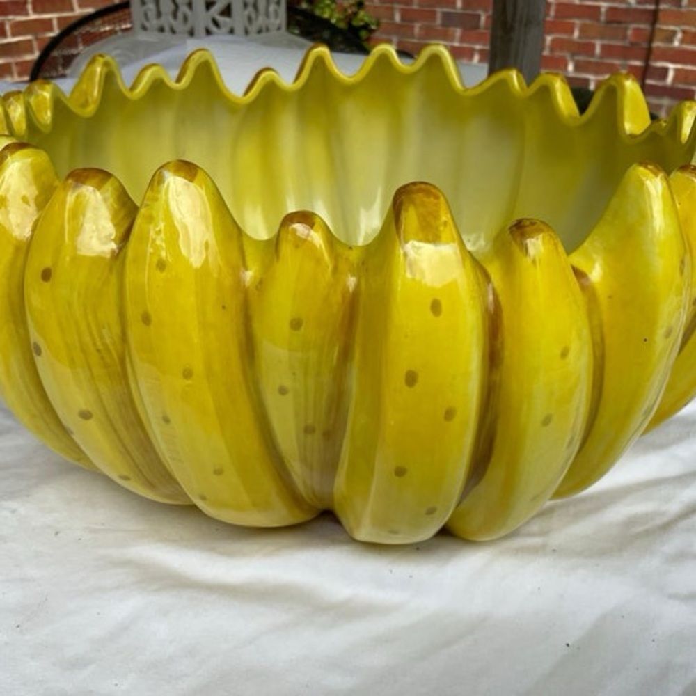 1988 Vintage Fitz & Floyd Banana Bowl Ceramic Centerpiece
